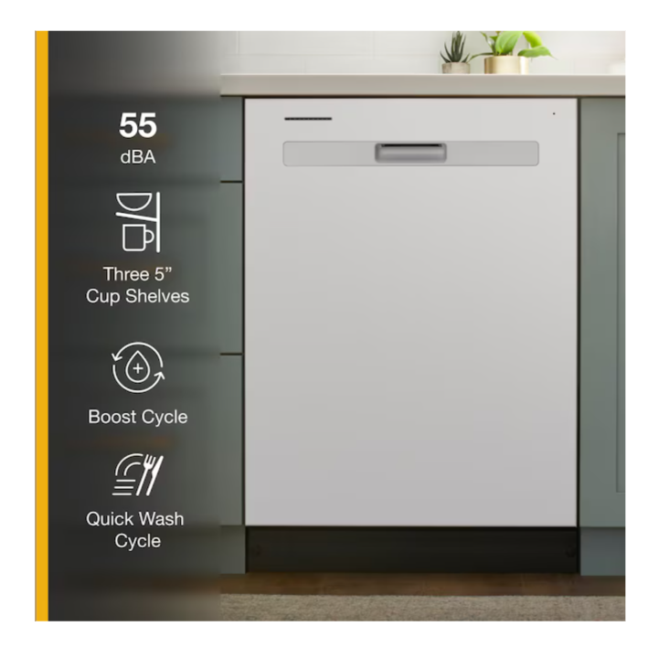 Whirlpool Eco Series 24-in Top Control Built-in Dishwasher ( White ) , 55-Decibel Standard Sound Level