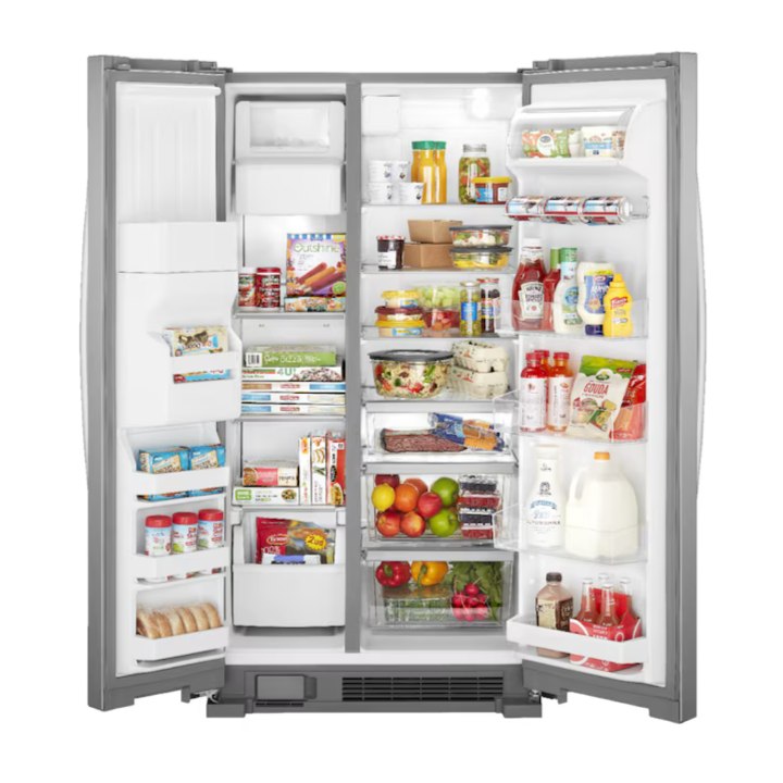 Whirlpool In Door Can Caddy 21.4-cu ft Side-by-Side Refrigerator with Ice Maker ,Water and Ice Dispenser ( Fingerprint Resistant Stainless Finish )