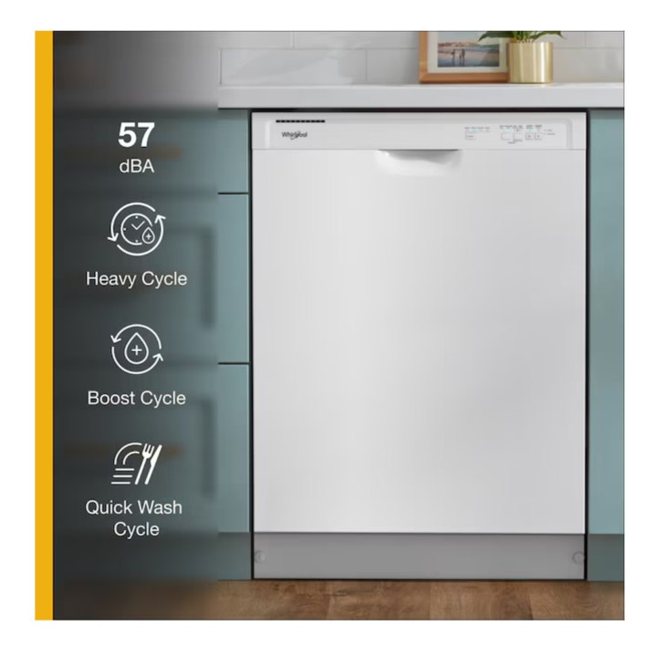 Whirlpool 24-in Front Control Built-in Dishwasher ( White ) ENERGY STAR, 57-Decibel Standard Sound Level