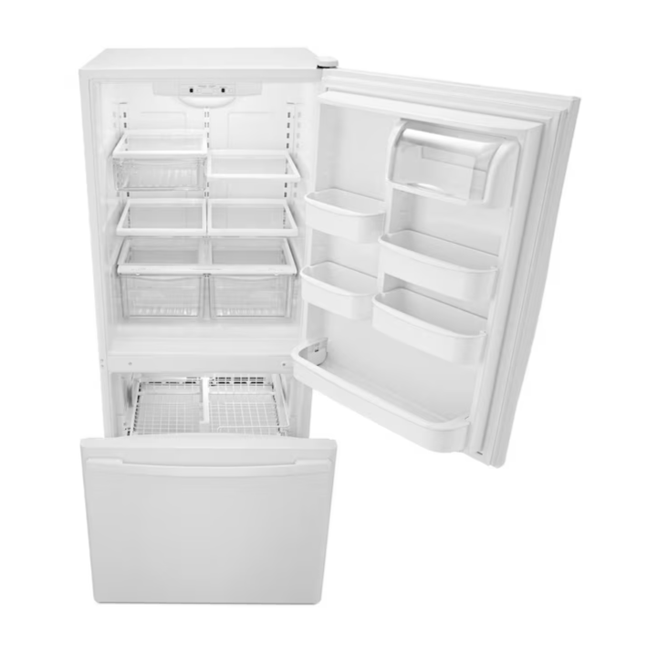 Amana 18.6-cu ft Standard-Depth Bottom-Freezer Refrigerator Ice Maker Optional (sold separately) ( White )