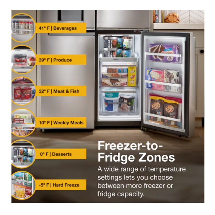 Whirlpool Counter-Depth 19.2-cu ft 4 -Door French Door Refrigerator with Ice Maker with Water and Ice Dispenser ( Fingerprint Resistant Stainless Steel )