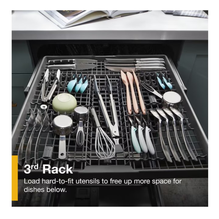 Whirlpool Eco Series 24-in Top Control Built-in Dishwasher With Third Rack ( Fingerprint Resistant Stainless Steel ) , 51-Decibel Standard Sound Level