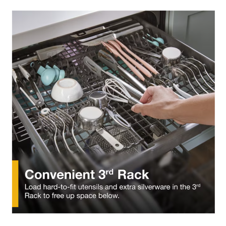 Whirlpool Eco Series 24-in Top Control Built-in Dishwasher With Third Rack ( Fingerprint Resistant Stainless Steel ) , 47-Decibel Very Quiet Sound Level