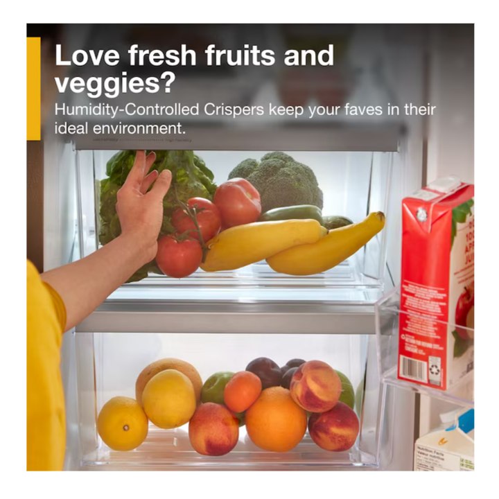 Whirlpool In Door Can Caddy 21.4-cu ft Side-by-Side Refrigerator with Ice Maker ,Water and Ice Dispenser ( Fingerprint Resistant Stainless Finish )