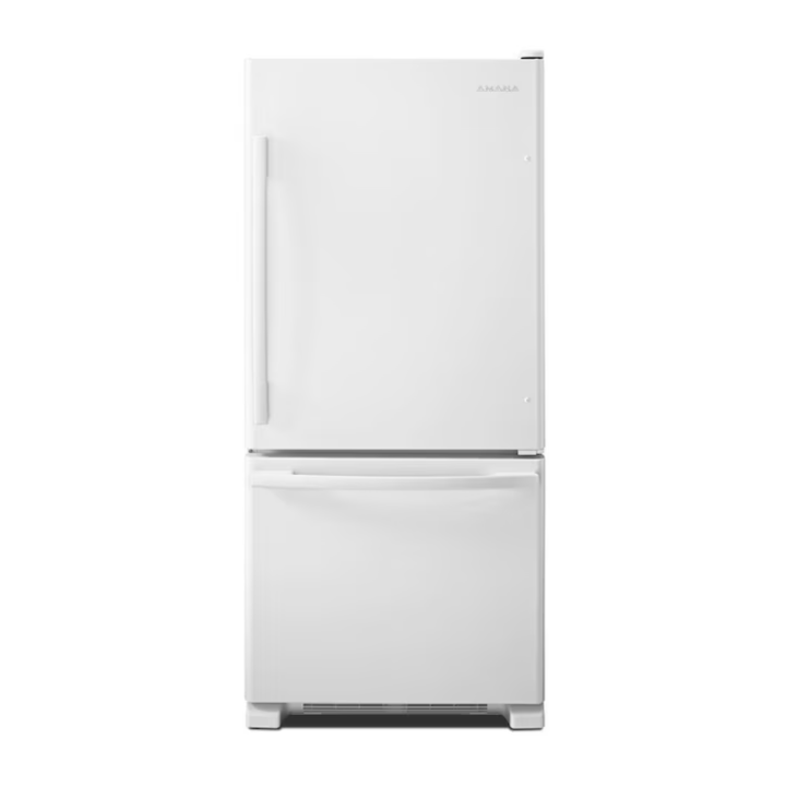 Amana 18.6-cu ft Standard-Depth Bottom-Freezer Refrigerator Ice Maker Optional (sold separately) ( White )