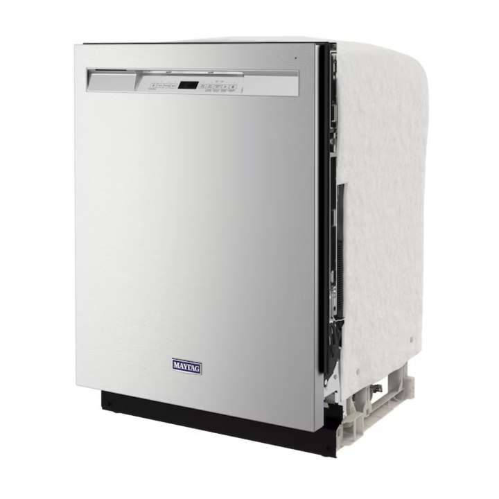 Maytag Dual Power Filtration 24-in Front Control Built-in Dishwasher ( Fingerprint Resistant Stainless Steel ) , 50-Decibel Very Quiet Sound Level