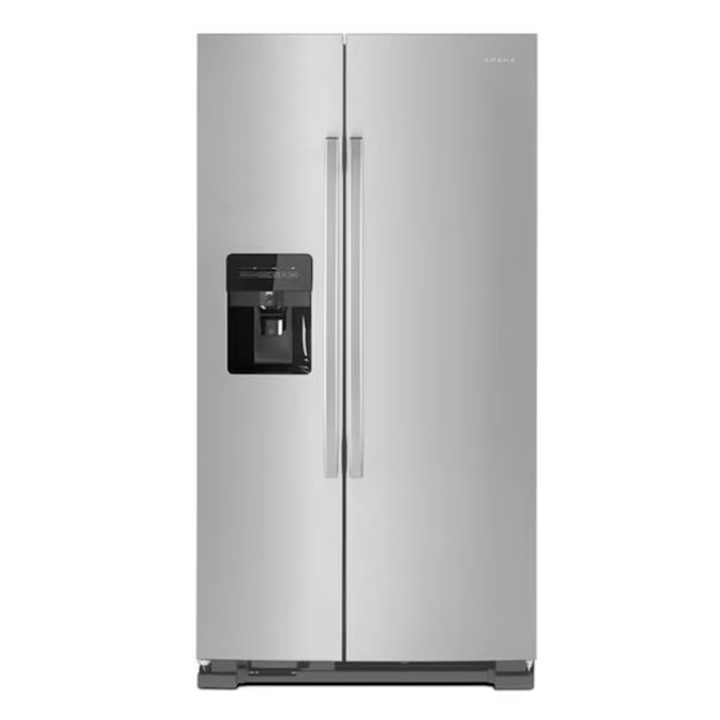 Amana 21.4-cu ft Standard-Depth 33-in Wide Side-by-Side Refrigerator with Ice Maker ,Water and Ice Dispenser ( Stainless Steel )