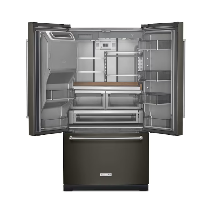 KitchenAid Standard-Depth 27-cu ft 3 -Door 36-in Wide French Door Refrigerator with Water and Ice Dispenser ( Black ) ENERGY STAR Certified