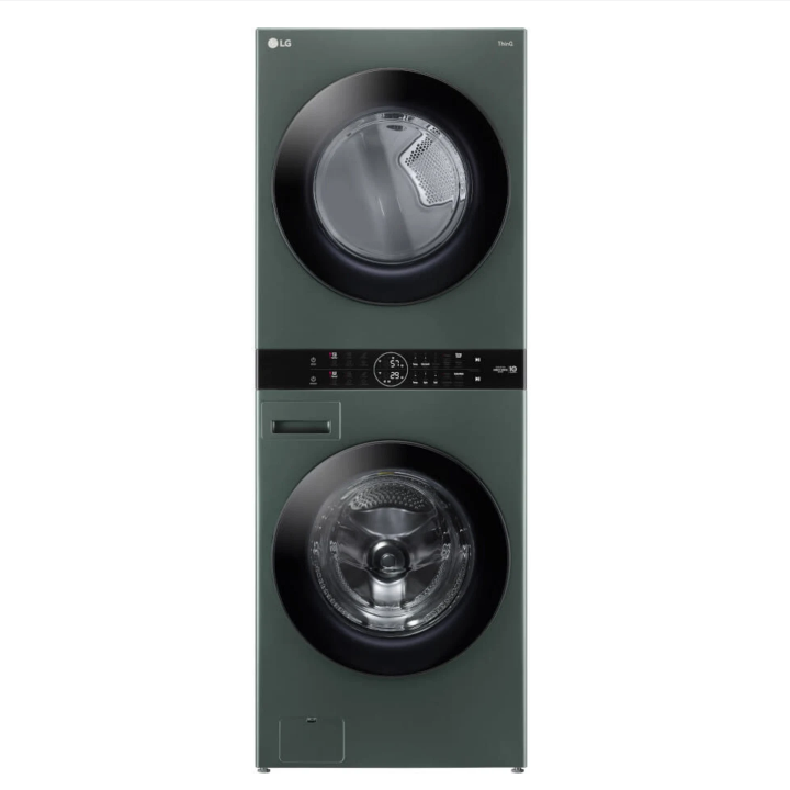 LG WashTower Stacked SMART Laundry Center 4.5 Cu.Ft. Front Load Washer & 7.4 Cu.Ft. Gas Dryer in Nature Green w/ Steam