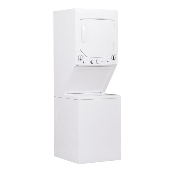 GE Stacked Laundry Center with 2.3-cu ft Top load Washer and Gas 4.4-cu ft Dryer