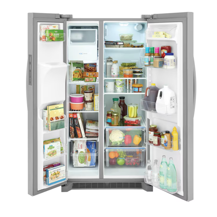 Frigidaire 25.6-cu ft Standard-Depth 36-in Wide Side-by-Side Refrigerator with Ice Maker ,Water and Ice Dispenser ( Fingerprint Resistant Stainless Steel ) ENERGY STAR Certified