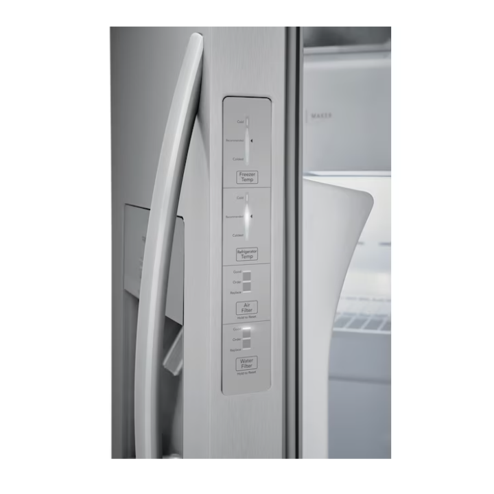 Frigidaire 25.6-cu ft Standard-Depth 36-in Wide Side-by-Side Refrigerator with Ice Maker ,Water and Ice Dispenser ( Fingerprint Resistant Stainless Steel ) ENERGY STAR Certified