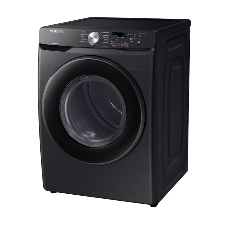 Samsung 4.5 cu. ft. High-Efficiency Washer with Self-Clean+ and 7.5 cu. ft. Gas Dryer with Sensor Dry, Brushed Black Set