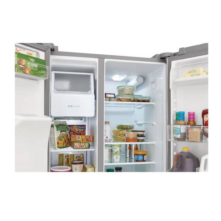 Frigidaire 25.6-cu ft Standard-Depth 36-in Wide Side-by-Side Refrigerator with Ice Maker ,Water and Ice Dispenser ( Fingerprint Resistant Stainless Steel ) ENERGY STAR Certified