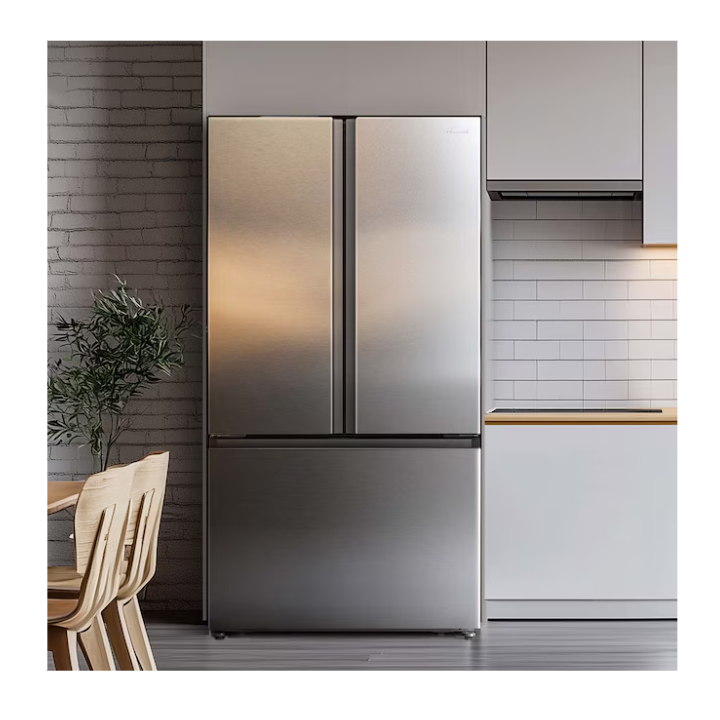 Hisense PureFlat Standard-Depth 26.6-cu ft 3 -Door 36-in Wide French Door Refrigerator with Ice Maker with Water Dispenser ( Fingerprint resistant stainless steel ) ENERGY STAR Certified