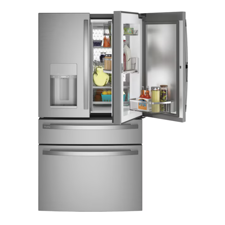 GE Profile Counter-Depth 22.4-cu ft 4 -Door Smart Compatible French Door Refrigerator with Ice Maker with Water and Ice Dispenser and Door within Door ( Fingerprint-resistant Stainless Steel ) ENERGY STAR Certified