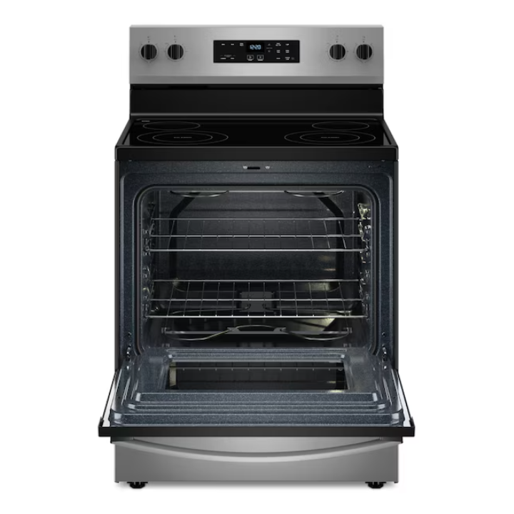 Whirlpool Flexible Cooktop 30-in Glass Top 4 burners 5.3-cu ft Freestanding Electric Range ( Stainless Steel )