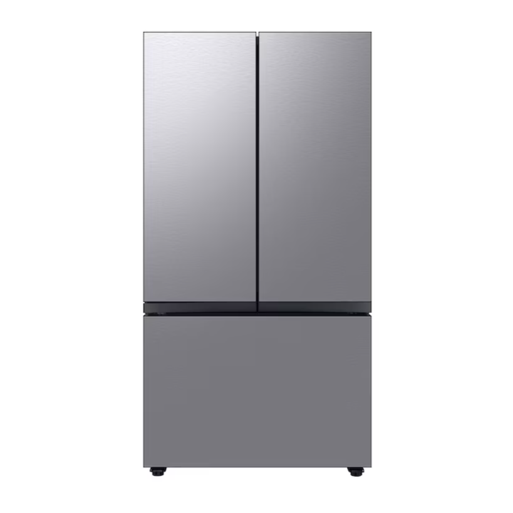 Samsung Bespoke Standard-Depth Beverage Center 30.1-cu ft 3 -Door Smart Compatible French Door Refrigerator with Dual Ice Maker with Water Dispenser and Door within Door ( Fingerprint Resistant Stainless Steel ) ENERGY STAR Certified