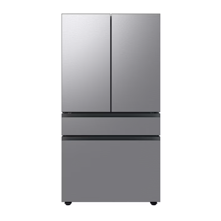 Samsung Bespoke Standard-Depth Beverage Center 28.8-cu ft 4 -Door Smart Compatible French Door Refrigerator with Dual Ice Maker with Water Dispenser and Door within Door ( Fingerprint Resistant Stainless Steel ) ENERGY STAR Certified