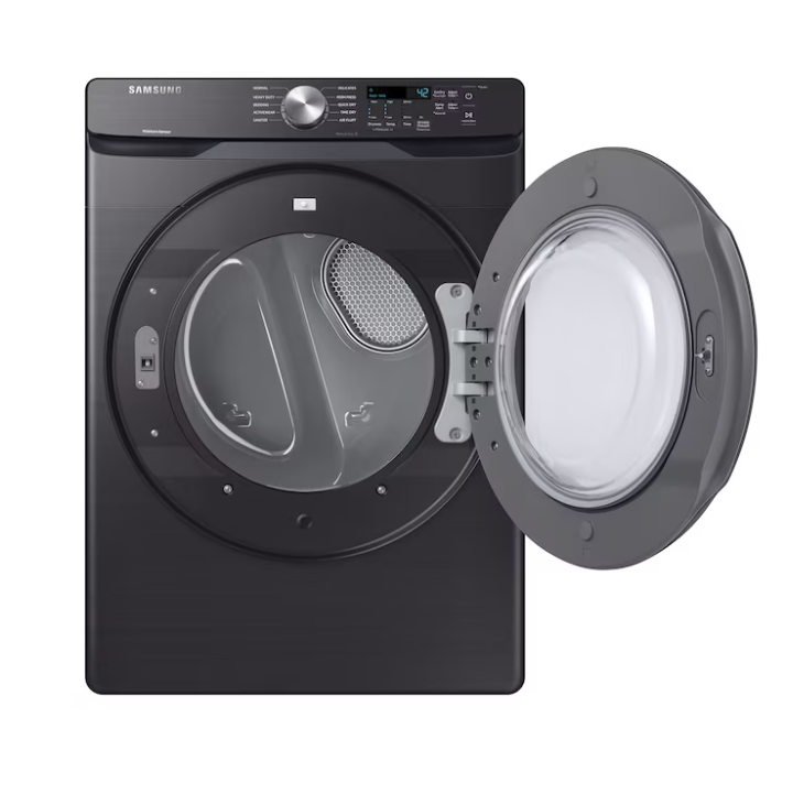 Samsung 4.5 cu. ft. High-Efficiency Washer with Self-Clean+ and 7.5 cu. ft. Gas Dryer with Sensor Dry, Brushed Black Set