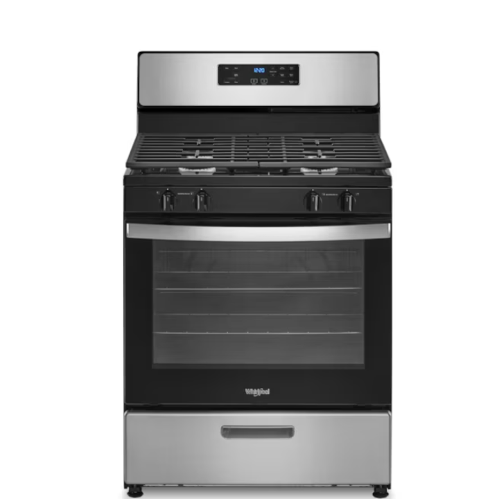 Whirlpool 30-in 4 burners 5.1-cu ft Freestanding Natural Gas Range ( Stainless Steel )