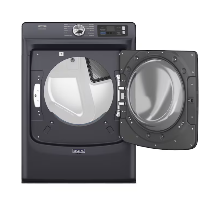 Maytag Pet Pro Stackable Front-Load Washer & Vented Gas Dryer Set in Midnight Steel