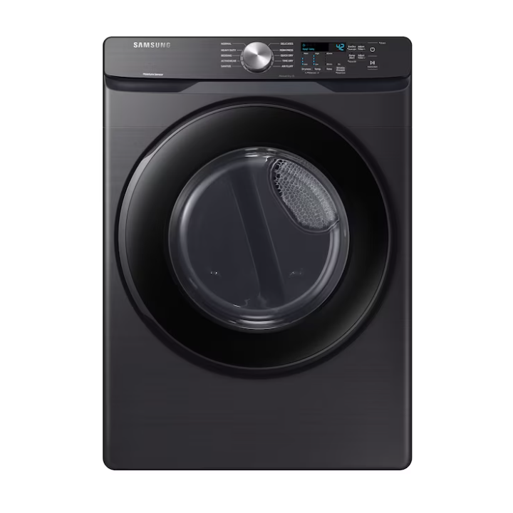 Samsung 4.5 cu. ft. High-Efficiency Washer with Self-Clean+ and 7.5 cu. ft. Gas Dryer with Sensor Dry, Brushed Black Set