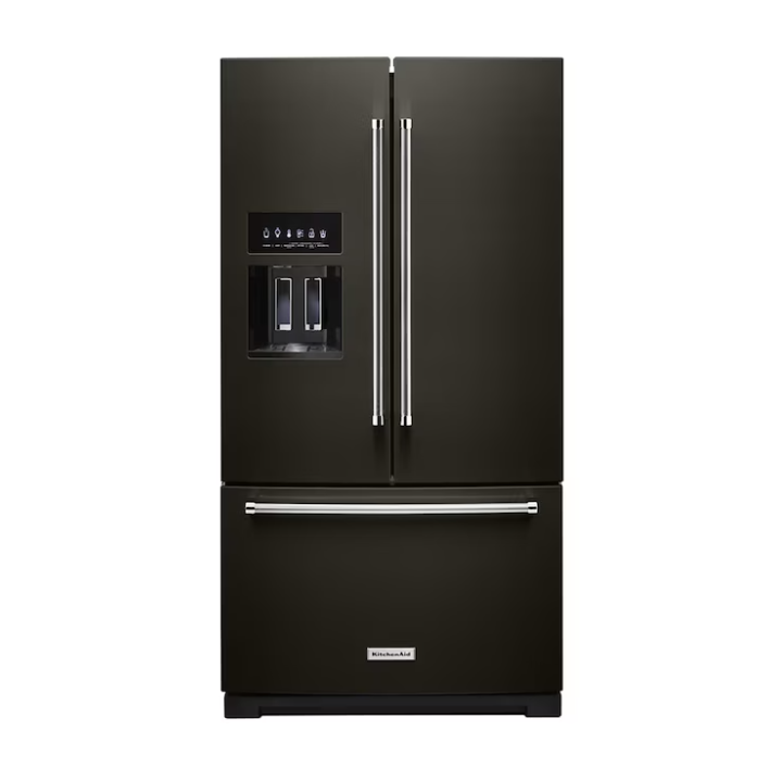 KitchenAid Standard-Depth 27-cu ft 3 -Door 36-in Wide French Door Refrigerator with Water and Ice Dispenser ( Black ) ENERGY STAR Certified