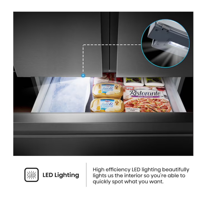 Hisense PureFlat Standard-Depth 26.6-cu ft 3 -Door 36-in Wide French Door Refrigerator with Ice Maker with Water Dispenser ( Fingerprint resistant stainless steel ) ENERGY STAR Certified