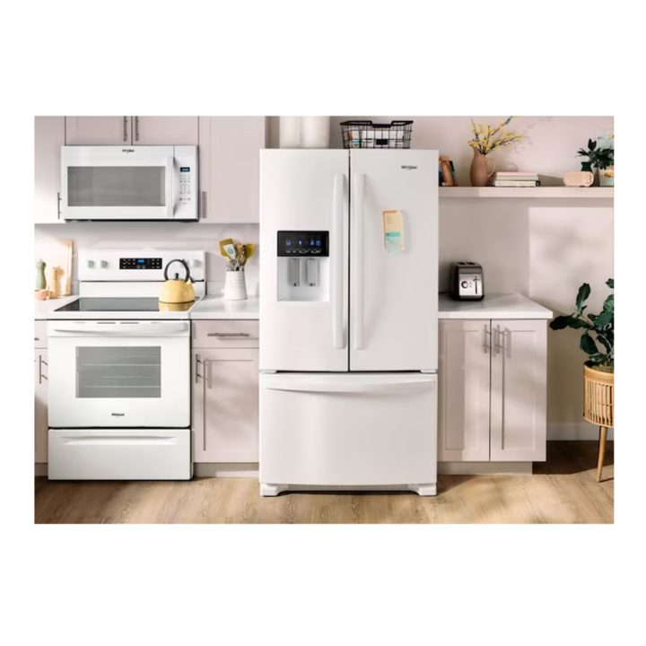 Whirlpool Standard-Depth 24.7-cu ft 3 -Door French Door Refrigerator with Ice Maker with Water and Ice Dispenser ( White ) ENERGY STAR Certified