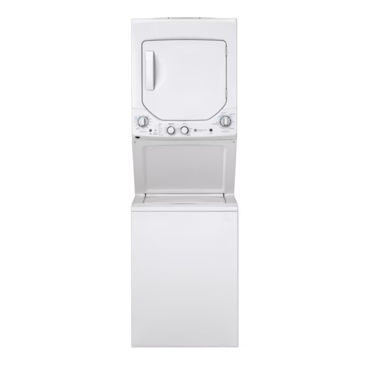 GE Stacked Laundry Center with 2.3-cu ft Top load Washer and Gas 4.4-cu ft Dryer