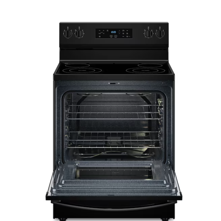 Whirlpool 30-in Glass Top 4 burners 5.3-cu ft Freestanding Electric Range ( Black )