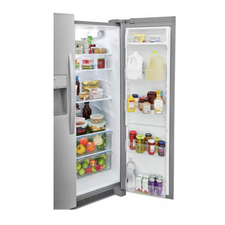 Frigidaire 25.6-cu ft Standard-Depth 36-in Wide Side-by-Side Refrigerator with Ice Maker ,Water and Ice Dispenser ( Fingerprint Resistant Stainless Steel ) ENERGY STAR Certified