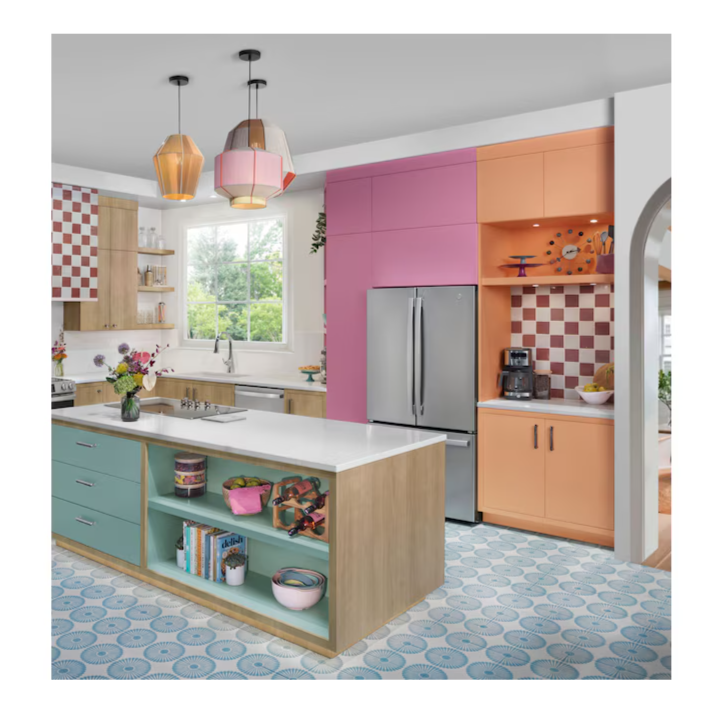 GE Standard-Depth 27-cu ft 3 -Door French Door Refrigerator with Ice Maker with Water Dispenser ( Fingerprint-resistant Stainless Steel ) ENERGY STAR Certified