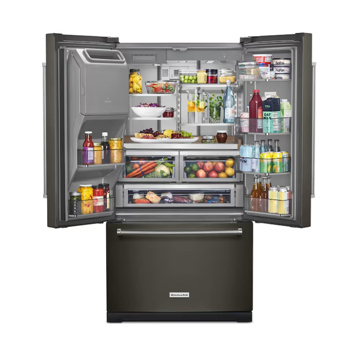 KitchenAid Standard-Depth 27-cu ft 3 -Door 36-in Wide French Door Refrigerator with Water and Ice Dispenser ( Black ) ENERGY STAR Certified