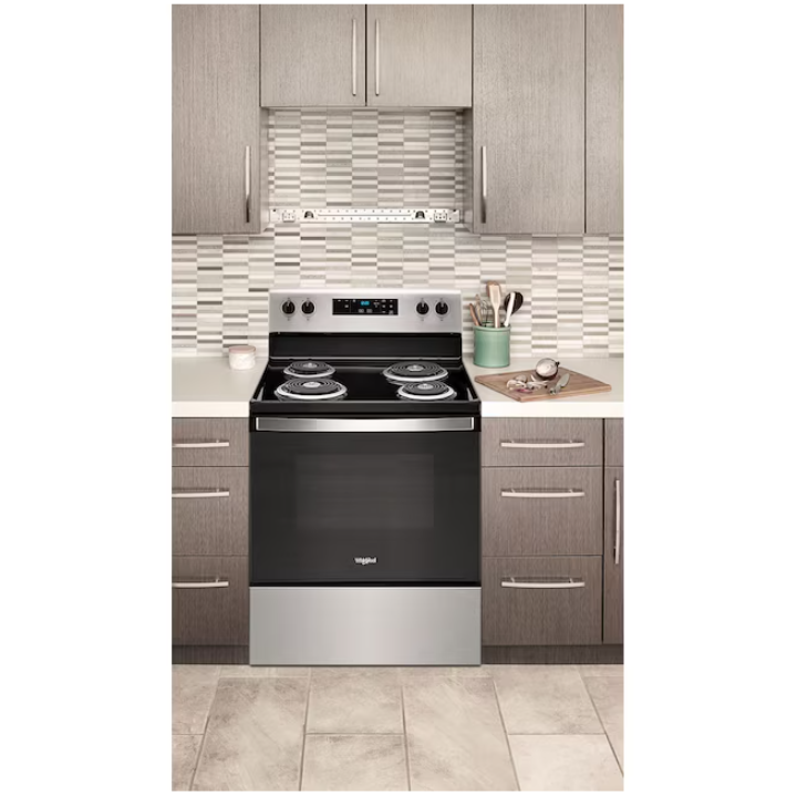 Whirlpool 30-in 4 burners 4.8-cu ft Freestanding Electric Range ( Stainless steel )