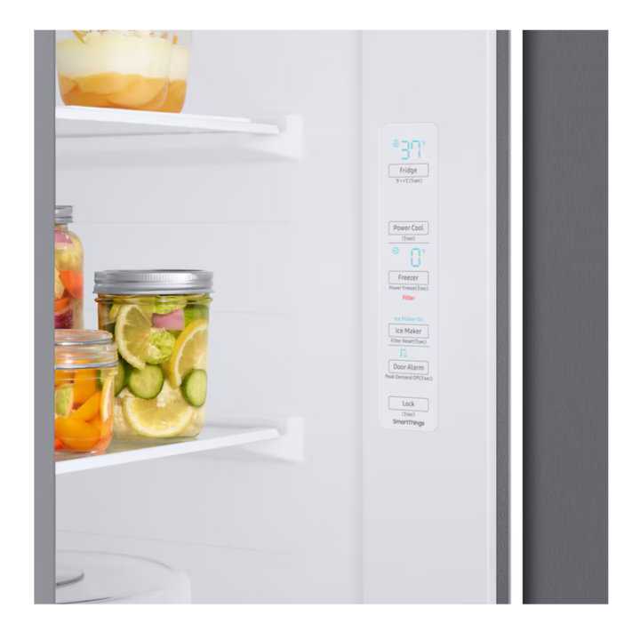 Samsung 28-cu ft Side-by-Side Refrigerator Smart Compatible with Ice Maker with Ice Dispenser ( Fingerprint Resistant Stainless Steel )