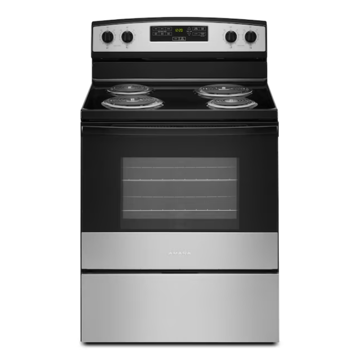 Amana 30-in 4 burners 4.8-cu ft Freestanding Electric Range ( Stainless Steel )