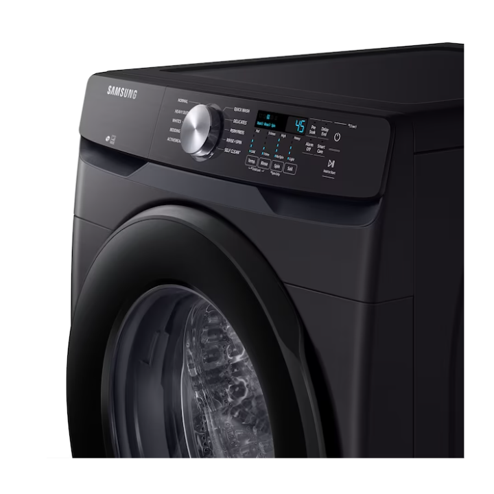 Samsung 4.5 cu. ft. High-Efficiency Washer with Self-Clean+ and 7.5 cu. ft. Gas Dryer with Sensor Dry, Brushed Black Set