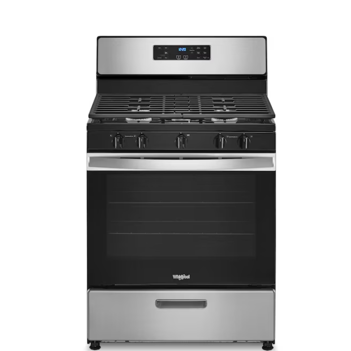 Whirlpool 30-in 5 burners 5.1-cu ft Freestanding Natural Gas Range ( Stainless Steel )