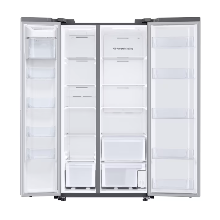 Samsung 28-cu ft Side-by-Side Refrigerator Smart Compatible with Ice Maker with Ice Dispenser ( Fingerprint Resistant Stainless Steel )