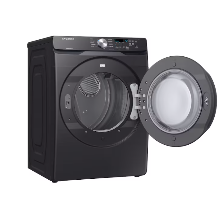 Samsung 4.5 cu. ft. High-Efficiency Washer with Self-Clean+ and 7.5 cu. ft. Gas Dryer with Sensor Dry, Brushed Black Set