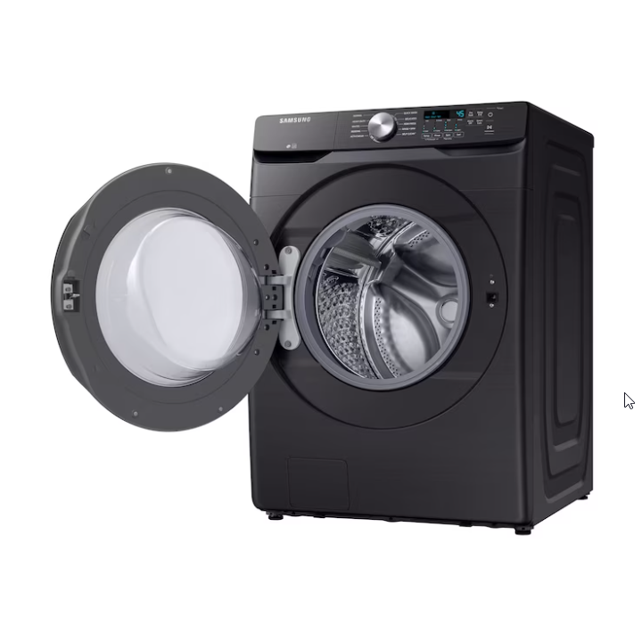 Samsung 4.5 cu. ft. High-Efficiency Washer with Self-Clean+ and 7.5 cu. ft. Gas Dryer with Sensor Dry, Brushed Black Set