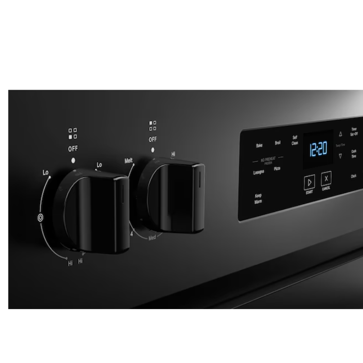 Whirlpool 30-in Glass Top 4 burners 5.3-cu ft Freestanding Electric Range ( Black )