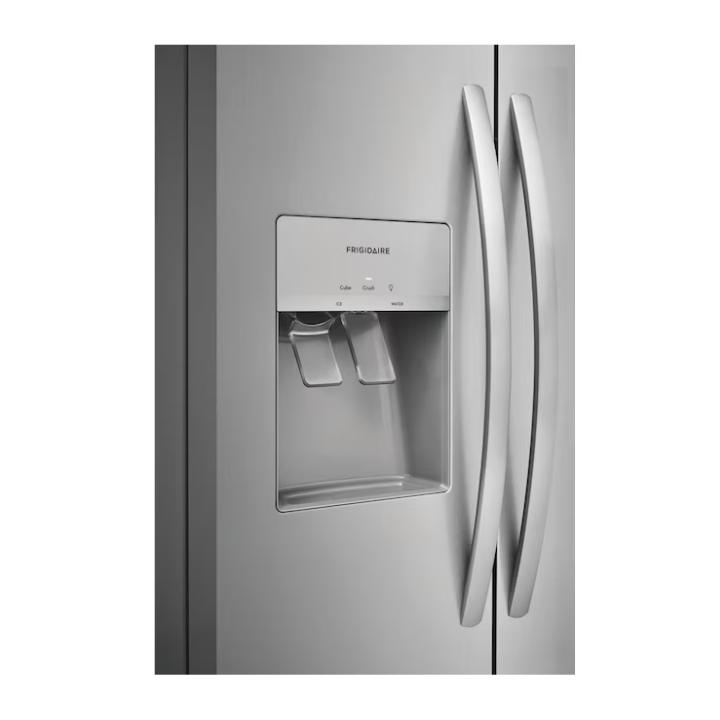 Frigidaire 25.6-cu ft Standard-Depth 36-in Wide Side-by-Side Refrigerator with Ice Maker ,Water and Ice Dispenser ( Fingerprint Resistant Stainless Steel ) ENERGY STAR Certified