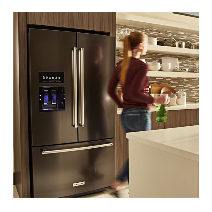 KitchenAid Standard-Depth 27-cu ft 3 -Door 36-in Wide French Door Refrigerator with Water and Ice Dispenser ( Black ) ENERGY STAR Certified
