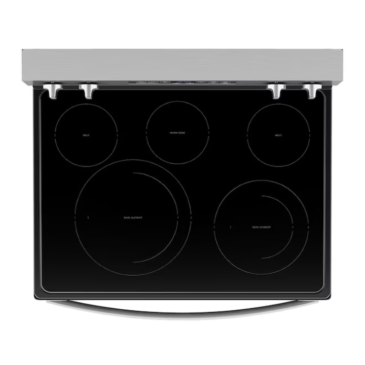 Whirlpool 30-in Glass Top 5 burners 5.3-cu ft Air Fry Convection Oven Freestanding Electric Range ( Fingerprint Resistant Stainless Steel )