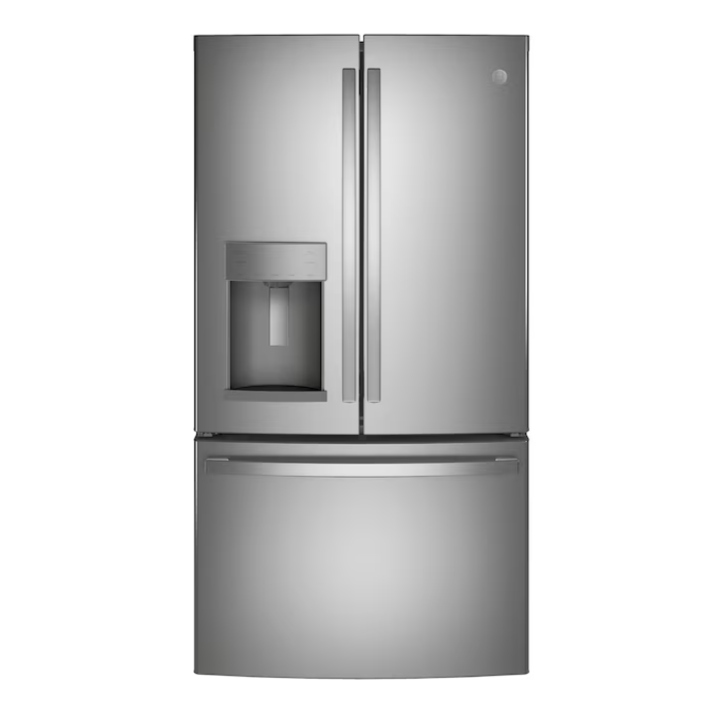 GE Standard-Depth 27.7-cu ft 3 -Door French Door Refrigerator with Ice Maker with Water and Ice Dispenser ( Fingerprint-resistant Stainless Steel ) ENERGY STAR Certified