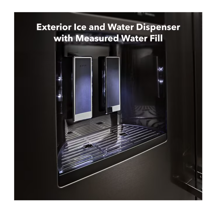 KitchenAid Standard-Depth 27-cu ft 3 -Door 36-in Wide French Door Refrigerator with Water and Ice Dispenser ( Black ) ENERGY STAR Certified