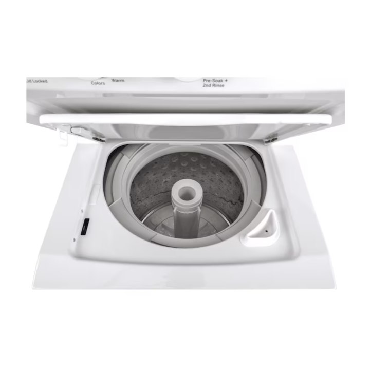 GE Stacked Laundry Center with 2.3-cu ft Top load Washer and Gas 4.4-cu ft Dryer